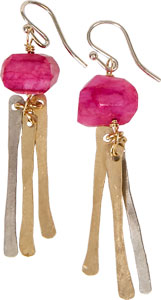 Raspberry Moonstone Spear Earrings