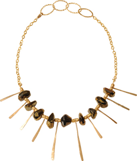 Bronzed Pyrite and Gold Spears Necklace